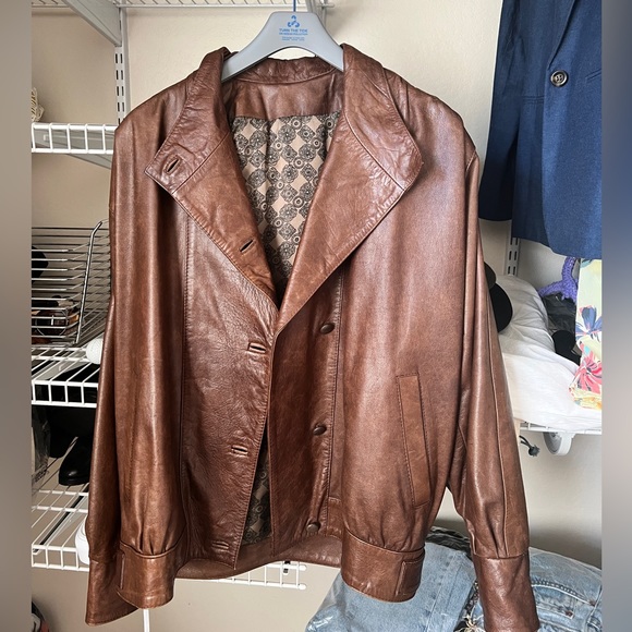 Vintage 1990's Brown Leather Jacket M/L - Picture 2 of 6